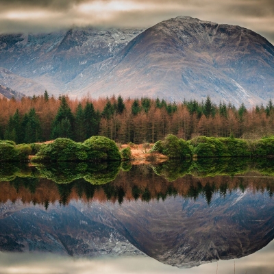 Ben Starav reflected in Lochan Urr, Glen Etive, Scotland.