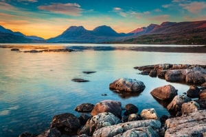Dawn over Loch Bad a' Ghaill, Coigach, Scotland. HC022