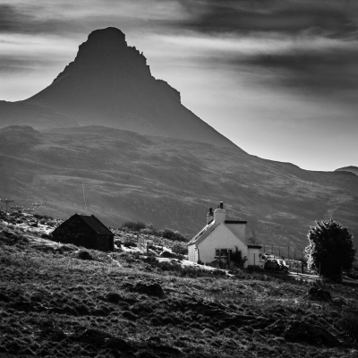 Stac Pollaidh in profile from the west, Coigach, Wester Ross, Scotland.