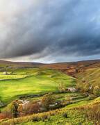 Dark skies over Littondale, Yorkshire Dales, England.