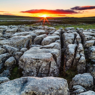 Sunrise Over Limestone Pavement Malham Lings