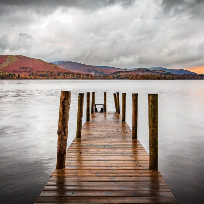 Wooden Jetty Derwent Water Cumbria England