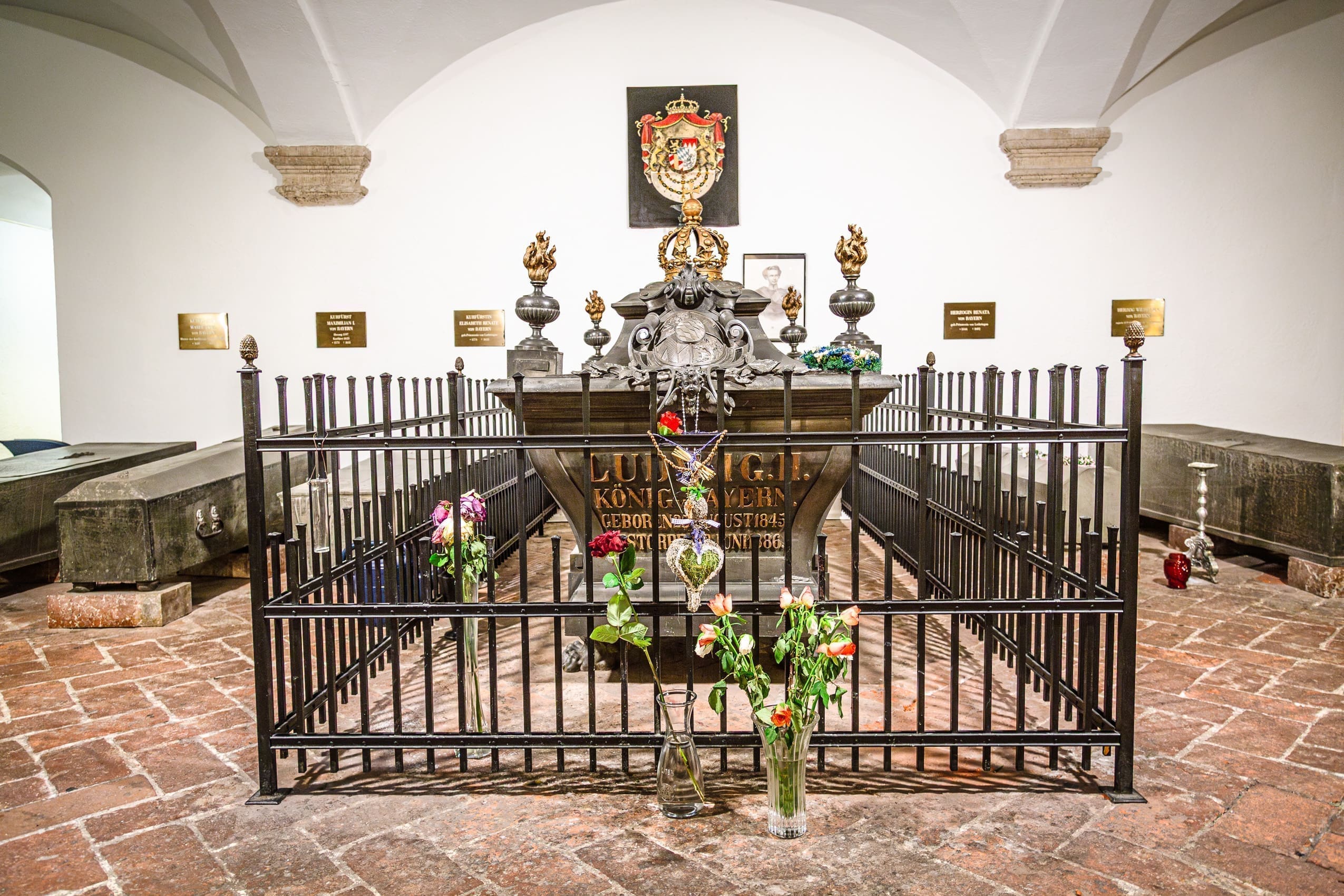 The tomb of Ludwig II of Bavaria in the crypt of St Michaels Church, Munich, Germany.