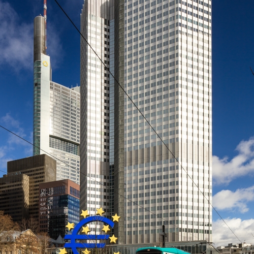 Commerzbank building and former European Central Bank (ECB) building in Frankfurt-am-Main, Germany. FF003