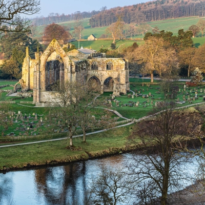 Bolton Priory and the River Wharfe, Yorkshire, England.