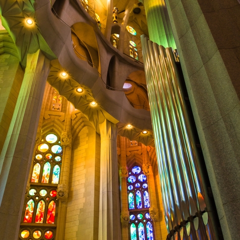 Interior of La Sagra Familia basilica, Barcelona, Spain. BC009