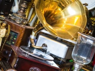 Old gramophone in an antique store at The Encants Vells, also known as the Mercat de Bellcaire, Barcelona, Spain. BC017