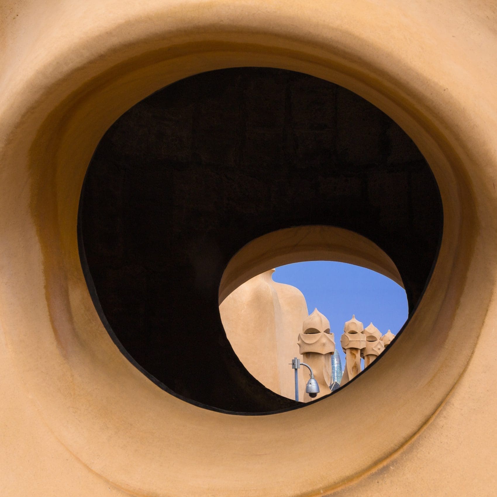 Chimneys on the roof of Casa Mila, Barcelona, Spain.