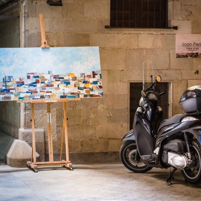 Entrance to artist's studio in Barcelona, Spain.