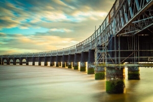 The Tay Rail Bridge from the East side, Dundee, Scotland. DD002