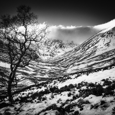 Coire Ardair and Creag Meagaidh in winter, Scotland.