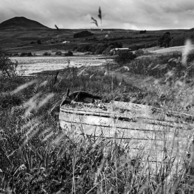 Abandoned boat at Ballo Reservoir, Fife, Scotland.