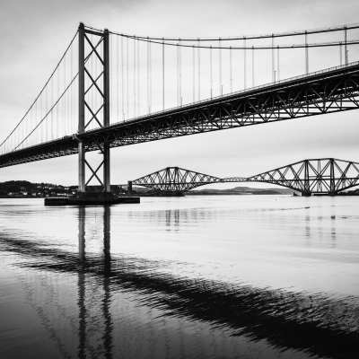 The Forth Road and Rail Bridges from Port Edgar, West Lothian, Scotland. SM061