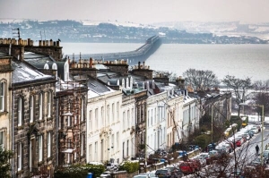 Windsor Street, Dundee, and the Tay Rail Bridge, Dundee, Scotland. DD021