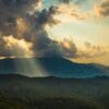 Sunlight passing through clouds at Three Knob Overlook on the Blue Ridge Parkway, North Carolina, USA NC003