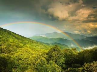 Rainbow over Buckeye Knob from Green Knob Overlook, Blue Ridge Parkway, North Carolina, USA. NC006