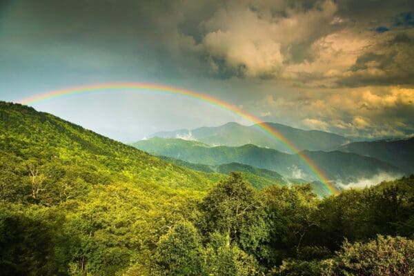 Rainbow over Buckeye Knob, Blue Ridge Parkway, North Carolina, USA. NC006