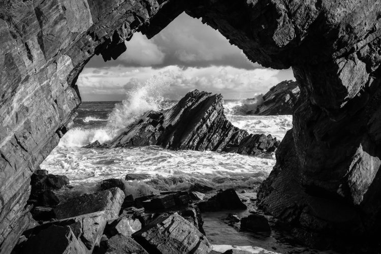 Natural arch at Tarlair, Moray Coast, Scotland. SM022