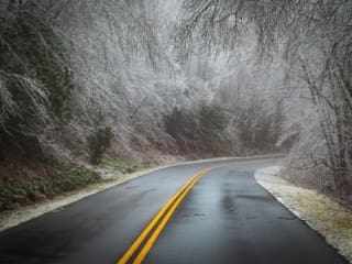 The Blue Ridge Parkway near Spruce Pine in North Carolina, after an ice storm. NC020