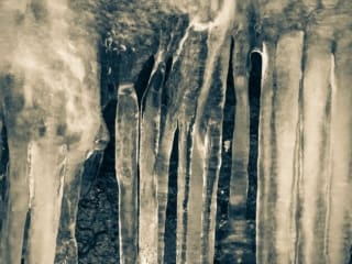 Cyan toned image of Ice detail, Blue Ridge Parkway, North Carolina, USA. CM009