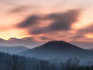Sunset view of the Black Mountains ridge from near Penland, North Carolina, USA. NC025