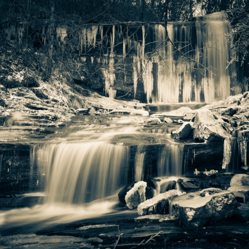 Frozen Grassy Creek Falls, Little Switzerland, North Carolina, USA.