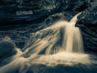 Cyan toned image of Duggers Creek Falls, Linville, North Carolina, USA. CM010