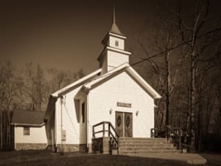 Sepia toned image of Long Ridge Baptist Church, Long Ridge, North Carolina, USA. CM012