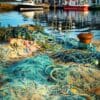 Piled nets and ropes, Roundstone harbour, Connemara, County Galway. IL005