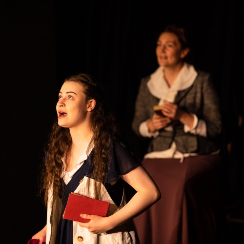 Nina Gray as Sarah and Lydia Davidson in Fearless Players' 'Armour: A Herstory of the Scottish Bard'. FP012