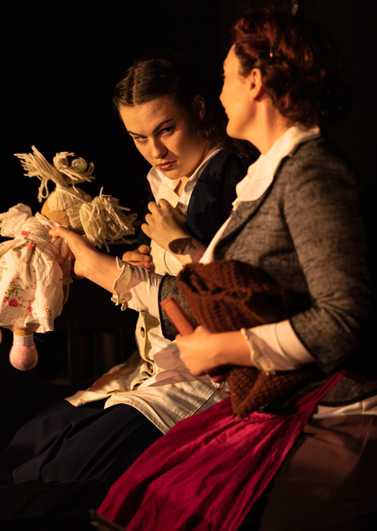 Nina Gray as Sarah and Lydia Davidson in Fearless Players' 'Armour: A Herstory of the Scottish Bard'. FP013