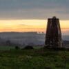 Trig point at Northfield, Fife, Scotland.
