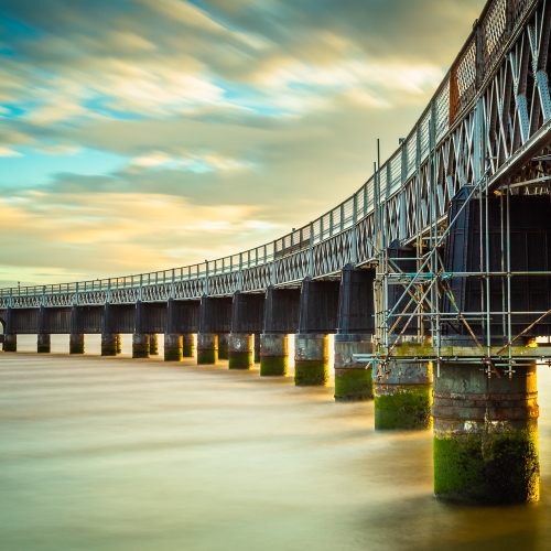 The Tay Rail Bridge from the East side, Dundee, Scotland. DD002