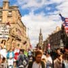 Edinburgh High Street, during the International Festival Fringe, Scotland,. EH014