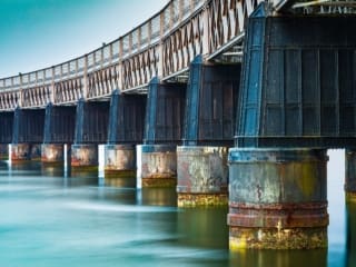 Long-exposure image of the Tay Rail Bridge piers at the Dundee end. DD092