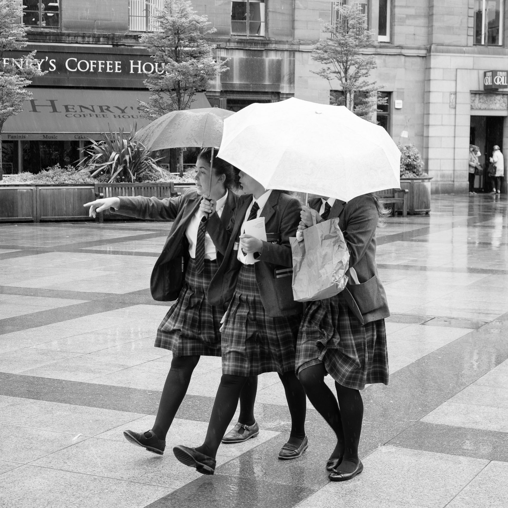 Pupils of Dundee High School in City Square, Dundee after the school's graduation ceremony in the Caird Hall. DD009