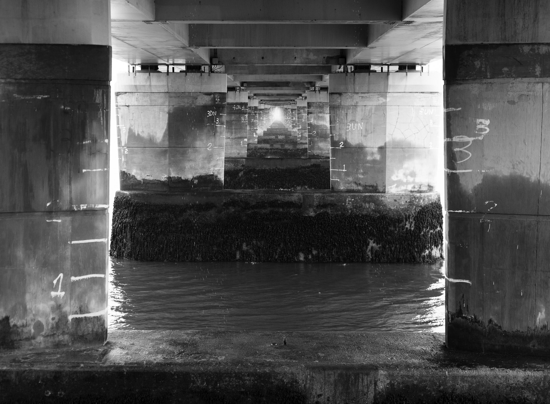 The underside of the Tay Road Bridge, Dundee, Scotland. DD012