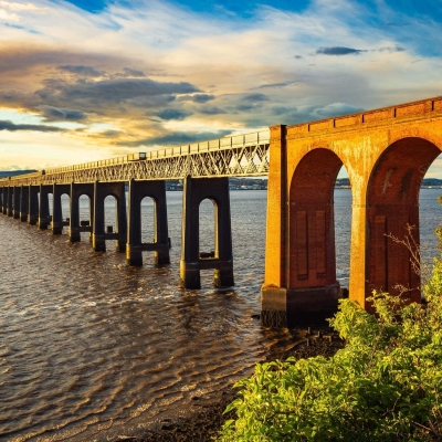 View Southern Arches Tay Railway Bridge Wormit Fife