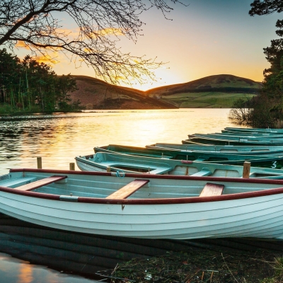 Boats on Glencorse Reservoir, Midlothian, Scotland. LN008 Boats on Glencorse Reservoir, Midlothian, Scotland.