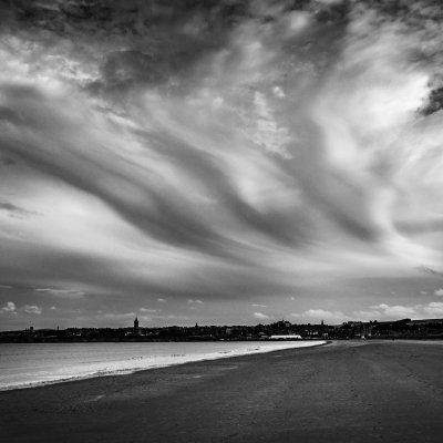 Cloud formation over the West Sands, St Andrews, Fife, Scotland.