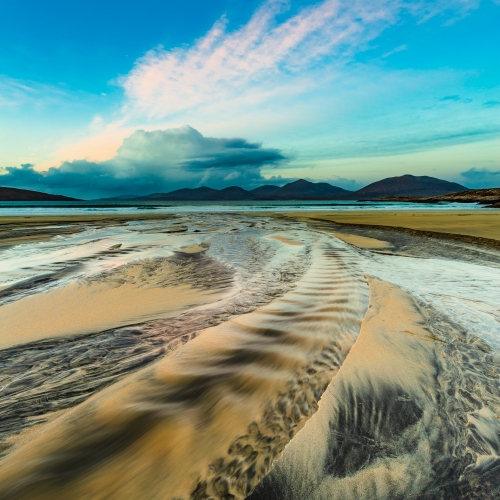 Sand and water patterns at Luskentyre, Isle of Harris, Outer Hebrides, Scotland. HB009