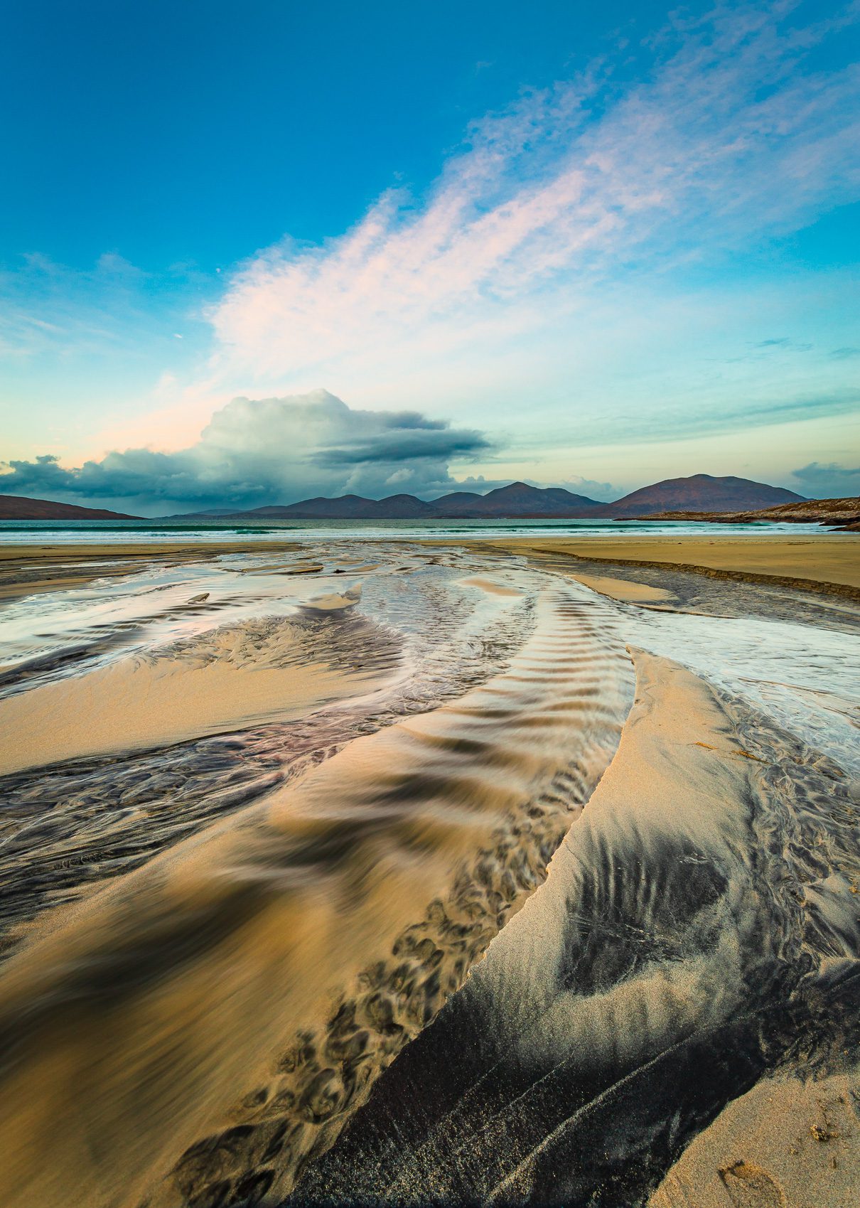 Sand and water patterns at Luskentyre, Isle of Harris, Outer Hebrides, Scotland. HB009