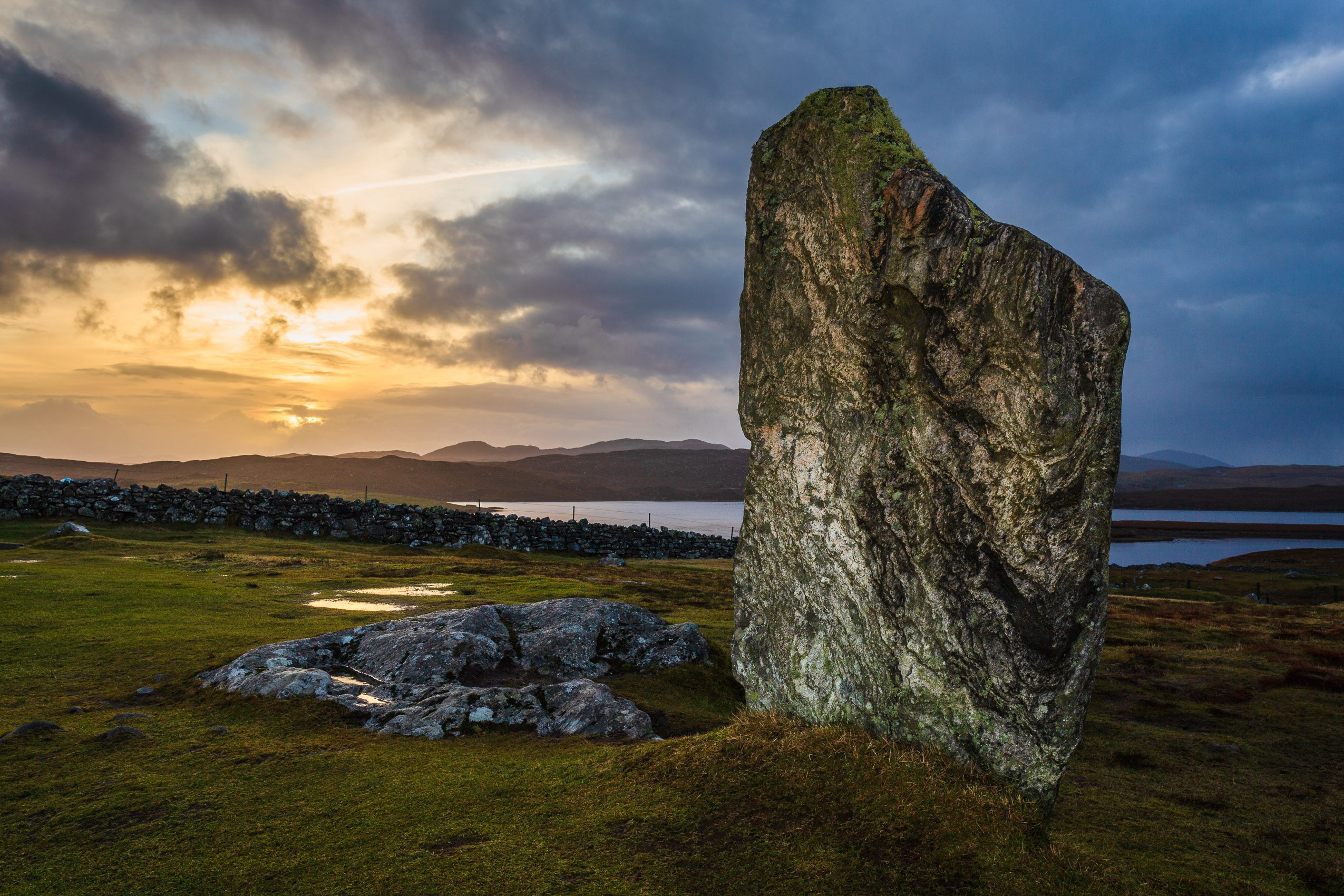 Standing stone at Calanais, Isle of Lewis, Outer Hebrides, Scotland. HB013