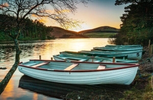 Boats on Glencorse Reservoir, Midlothian, Scotland. LN008