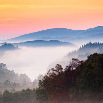 Misty dawn over Loch Drunkie, The Trossachs, Scotland. TR006 Misty dawn over Loch Drunkie, The Trossachs, Scotland.