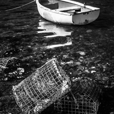 Moored Boat Lobster Pots Connemara Ireland