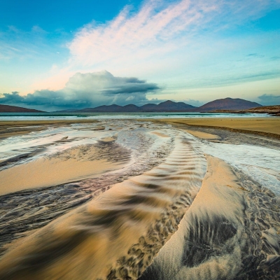 Sand and water patterns at Luskentyre, Isle of Harris, Outer Hebrides, Scotland. HB009