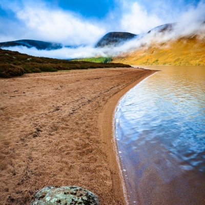 Shore of Loch Muick, Cairngorms National Park, Scotland.
