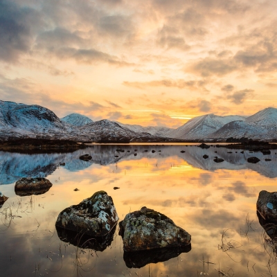 Sunset Behind Black Mount Rannoch Moor Scotland