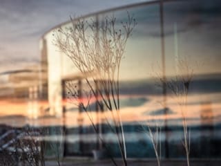 Reflection on glass panel, Broughty Ferry, Dundee, Scotland